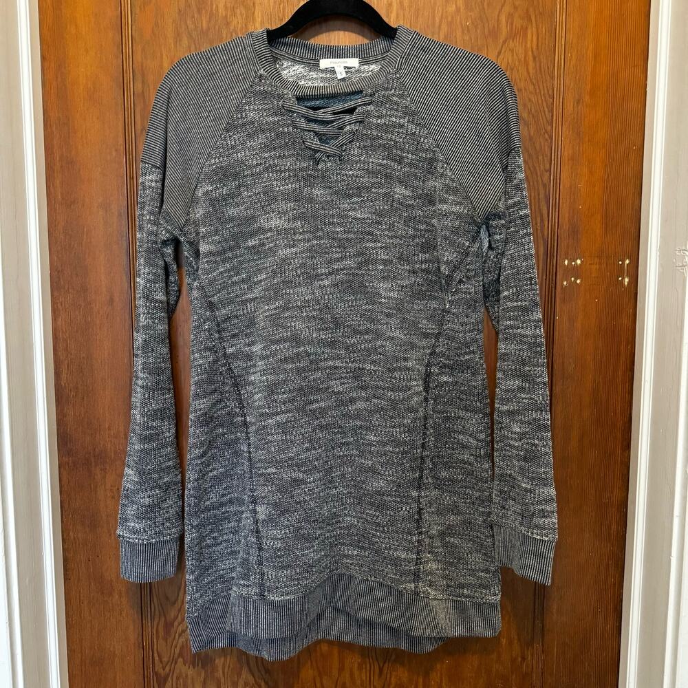 EUC Maurice's Grey‎ Lace Up Tunic Sweater Small